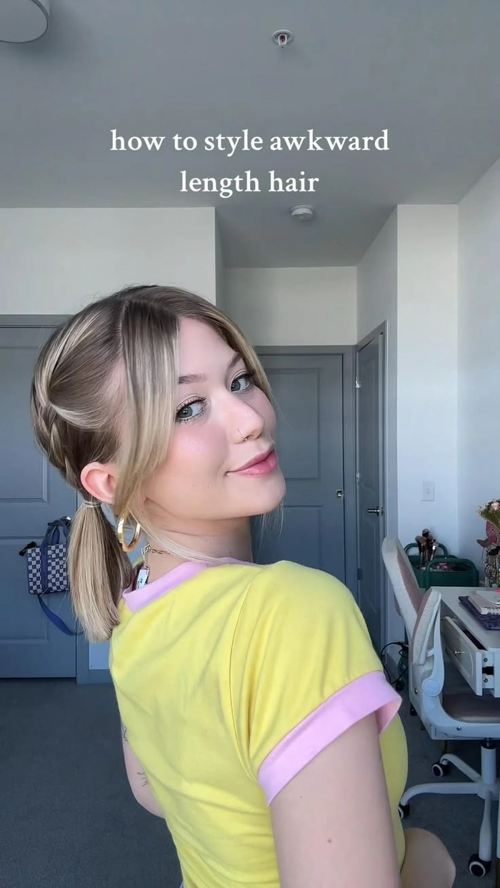 Trendy updo for awkward length hair perfect for date night