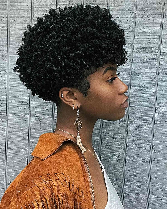 Romantic updo with natural curls for a date night look