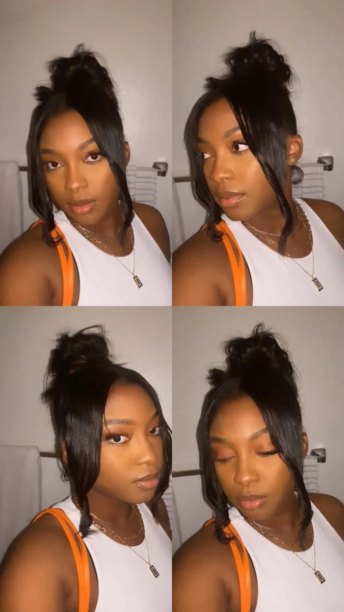 A chic updo with natural curls, perfect for a date night hairstyle for black women