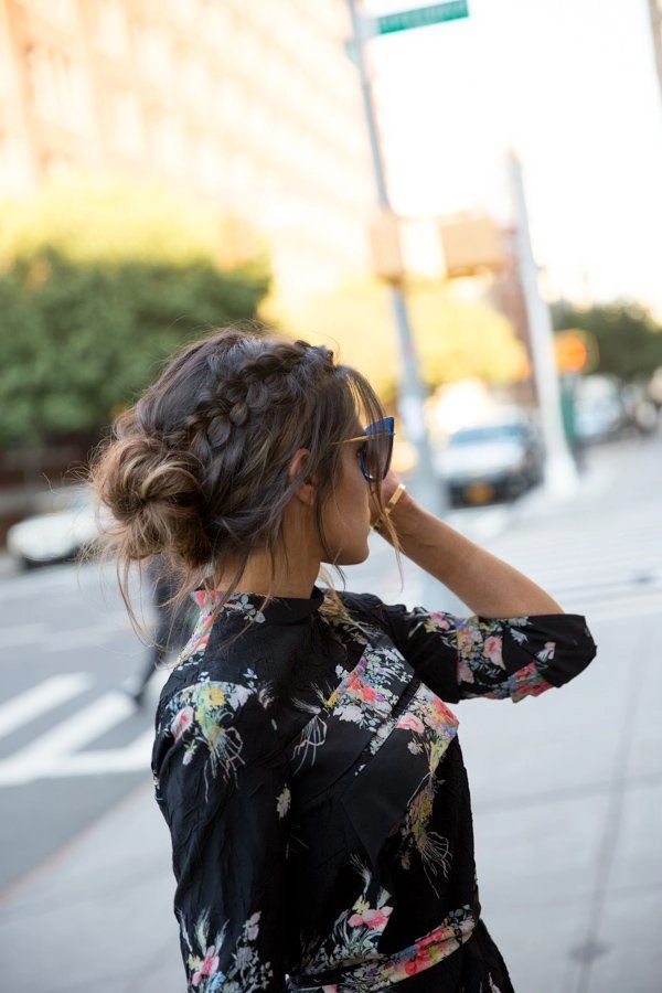 Elegant updo hairstyle with micro bangs for a romantic date night