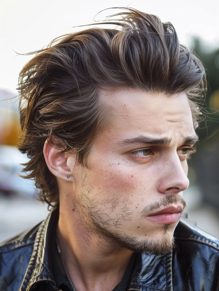 Edgy slicked back hairstyle for a date night evening outing
