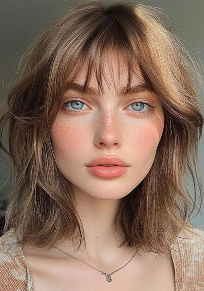 Woman with effortless bedhead waves relaxing during a movie night date