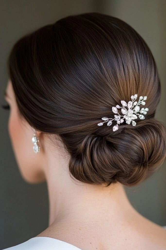 Elegant Chignons with Jeweled Combs for Date Night