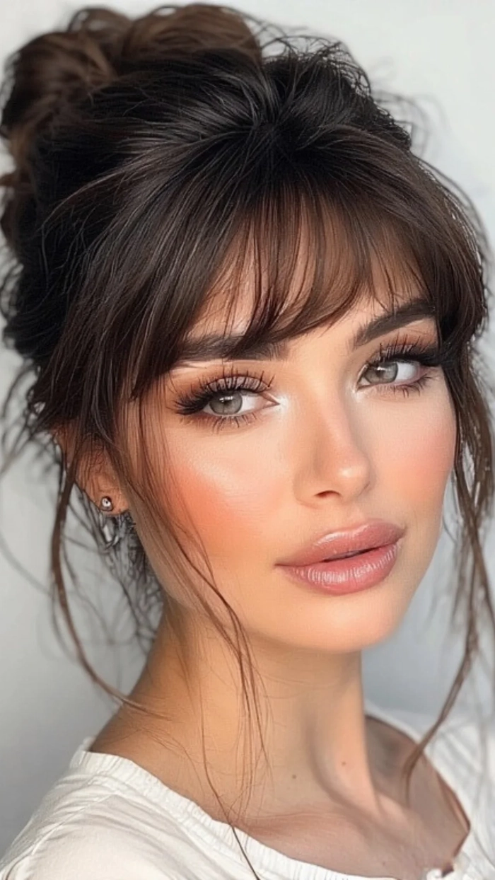 Elegant updo hairstyle framing a square jawline for a romantic date night look
