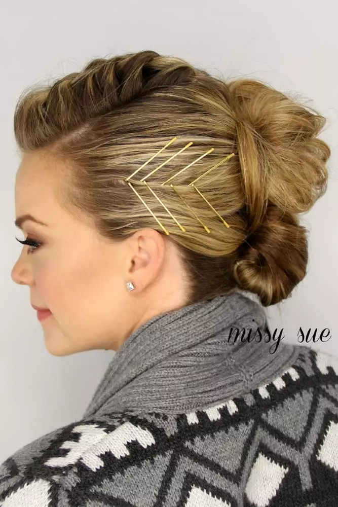 Romantic date night updo adorned with sparkling decorative bobby pins Elegant evening updo with decorative bobby pins for date night hair