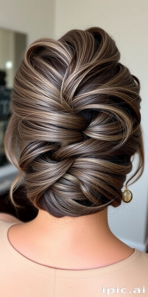 Advanced evening updo for a special date night hairstyle Intricate twisted updo with woven strands and pearl accents