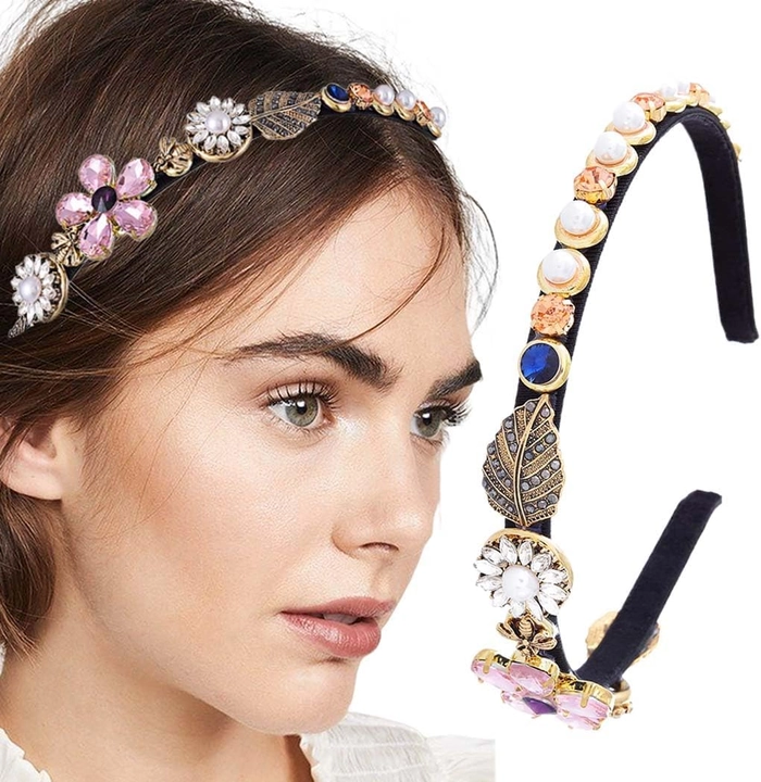 Romantic hairstyle with crystal headband and flowing waves Soft evening waves accented with a crystal headband for date night