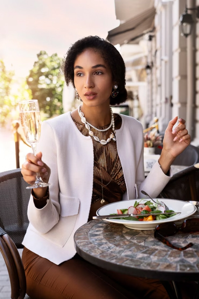 Fancy restaurant date night hairstyle featuring a chic and polished chignon Elegant chignon hairstyle suitable for a fancy restaurant date night with appropriate dress code
