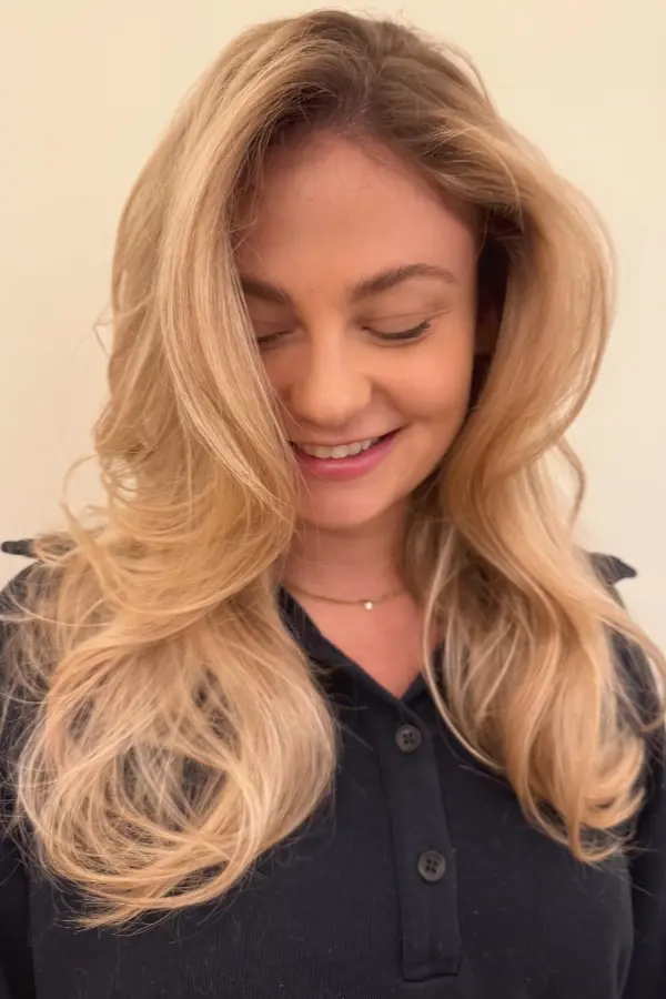 Voluminous blowout hairstyle for fine hair on a romantic date night
