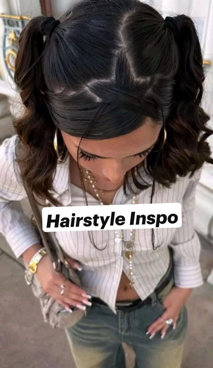 Modern date night hairstyle for Gen Z featuring loose curls and hair accessories Gen Z trendy date night hair aesthetic with soft waves and a scrunchie accent