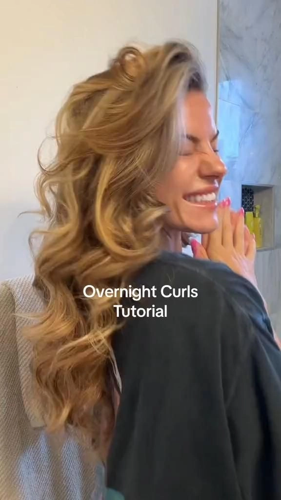 Gentle heatless curls creating a romantic date night hairstyle Heatless romantic curls for date night with soft, voluminous waves