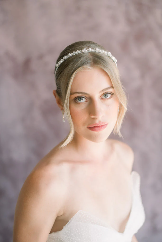 Date Night Hair - Crystal Headband Evening Waves Style 3 Evening waves with sparkling crystal headbands for a romantic date night updo