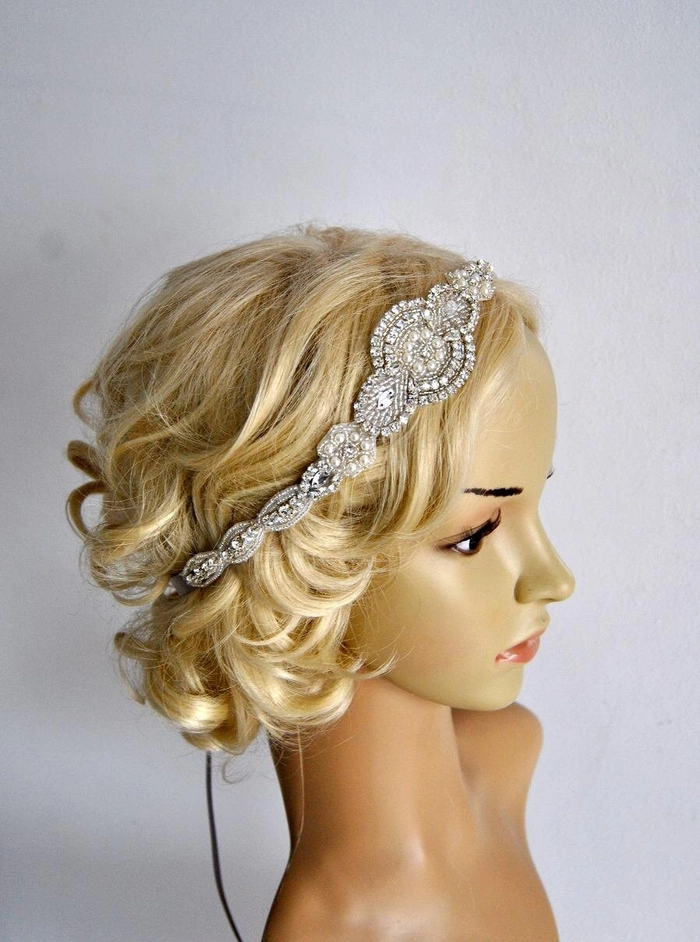 Elegant crystal headband accents soft evening waves in this date night look Evening waves adorned with a crystal headband for a romantic date night hairstyle