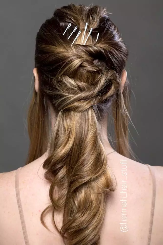 Step 6 of creating a romantic evening updo using decorative bobby pins Elegant evening updo adorned with decorative bobby pins for a date night hairstyle