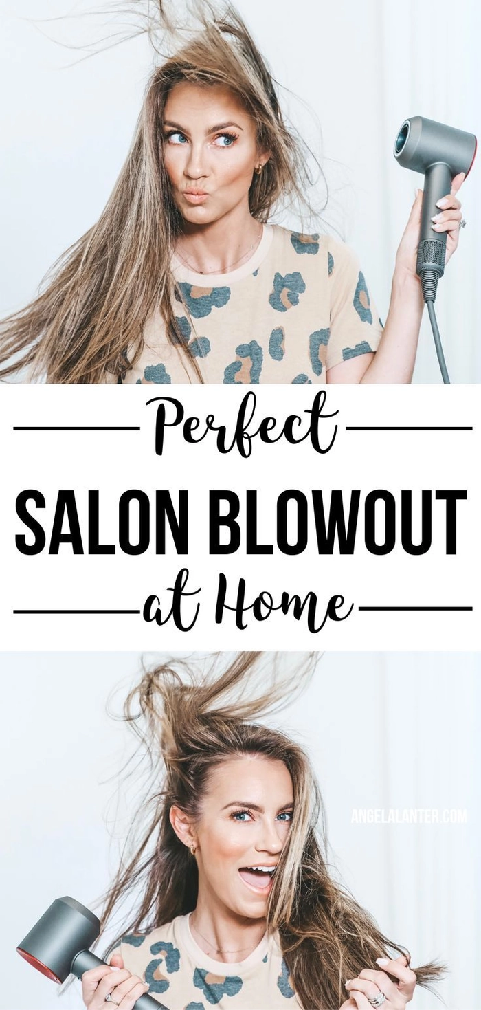 Tips for achieving a perfect date night blowout at home Woman styling her hair with a blow dryer for a salon-quality date night blowout at home