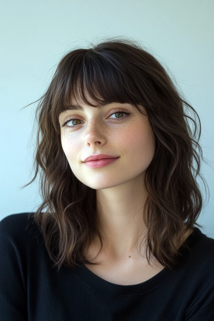 Elegant date night updo showcasing micro bangs for a chic silhouette