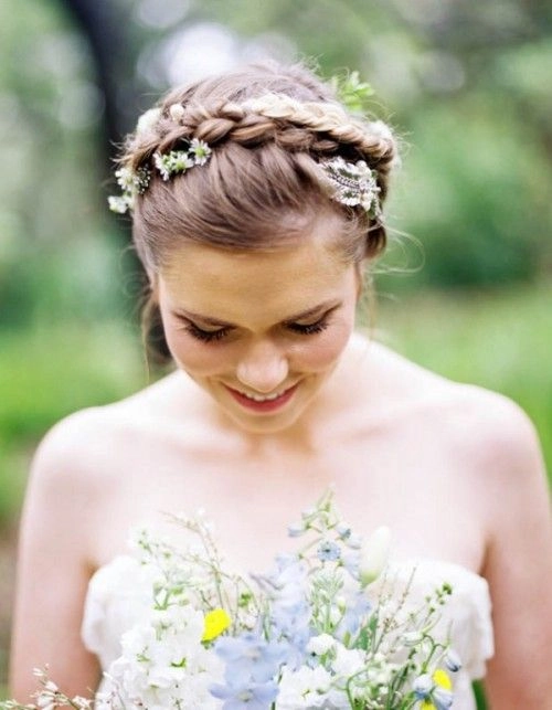 Woman with soft romantic curls enjoying a spring garden dinner date