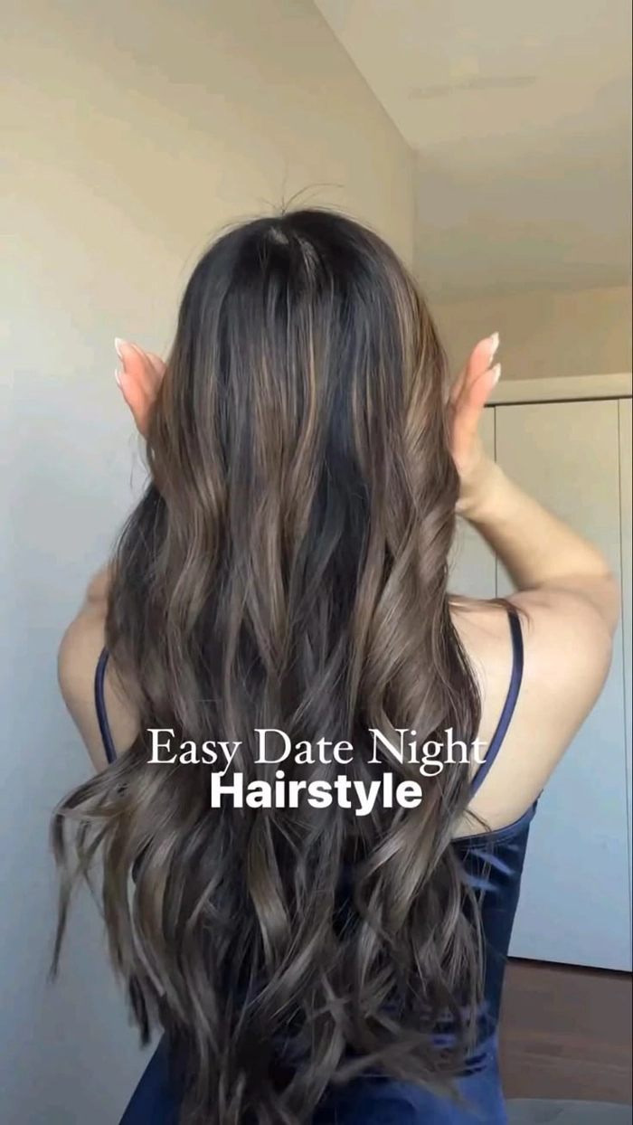 Quick fix date night hairstyle with soft waves and a twisted crown for post work evenings