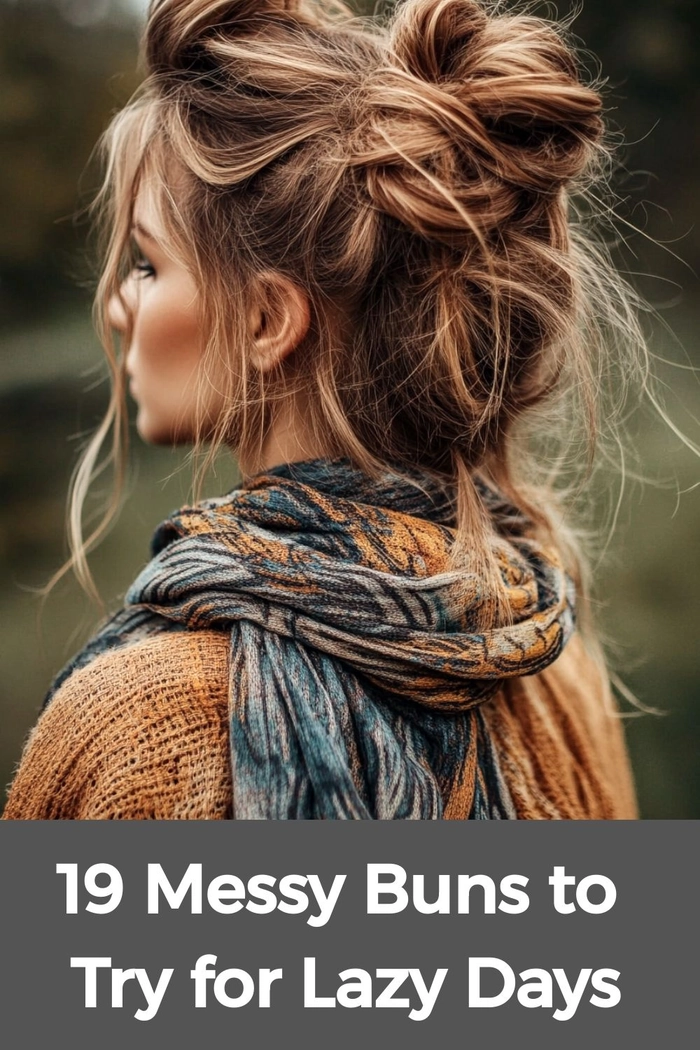 Effortless shoulder length messy bun hairstyle for a relaxed date outing Woman with a shoulder-length messy bun hairstyle, perfect for a casual date night look