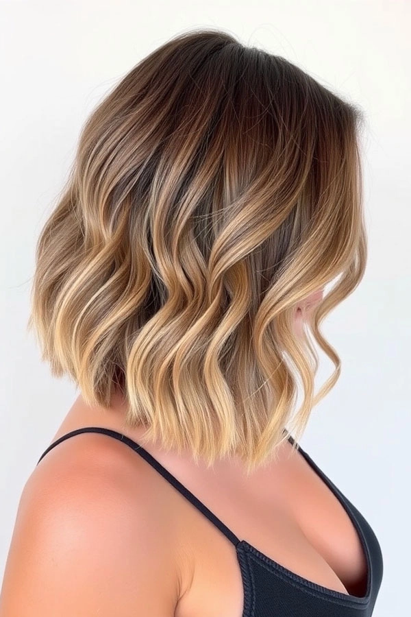 Date night hair: elegant lob with romantic waves Romantic lob with soft waves for a cocktail evening hairstyle