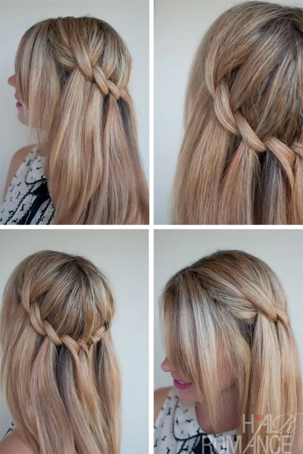 Spring date night looks featuring romantic waterfall braids and delicate floral accents Romantic waterfall braids hairstyle for spring dates with soft, romantic waves