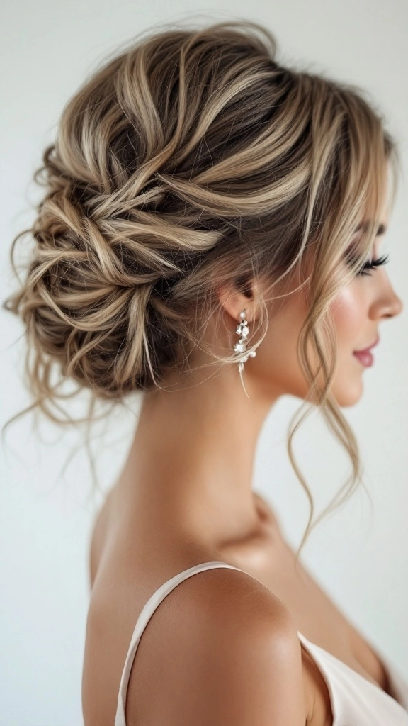 Romantic updo hairstyle featuring delicate tendrils around the face Elegant updo with soft face framing tendrils for date night