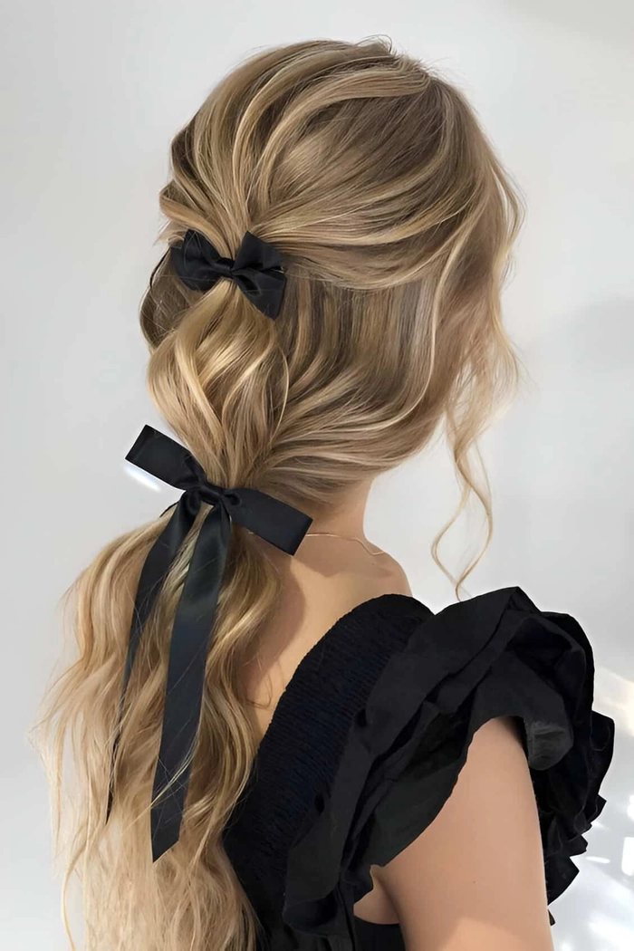 Valentine's date night hairstyle matching a bold red lip