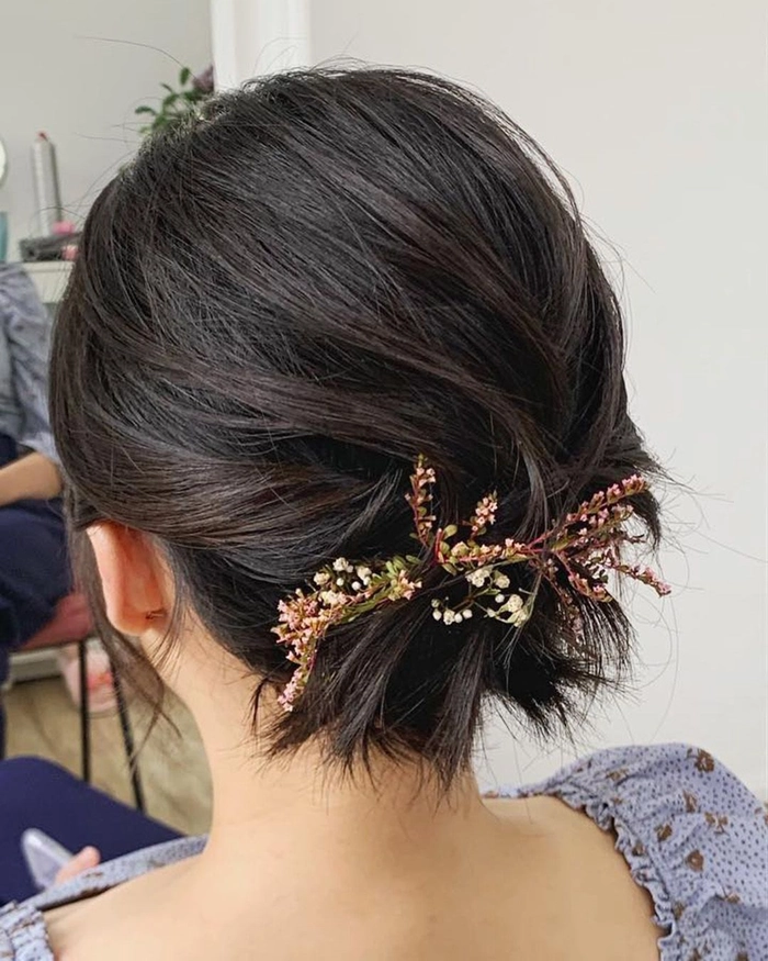 Sleek evening updo on Asian hair for a date night look