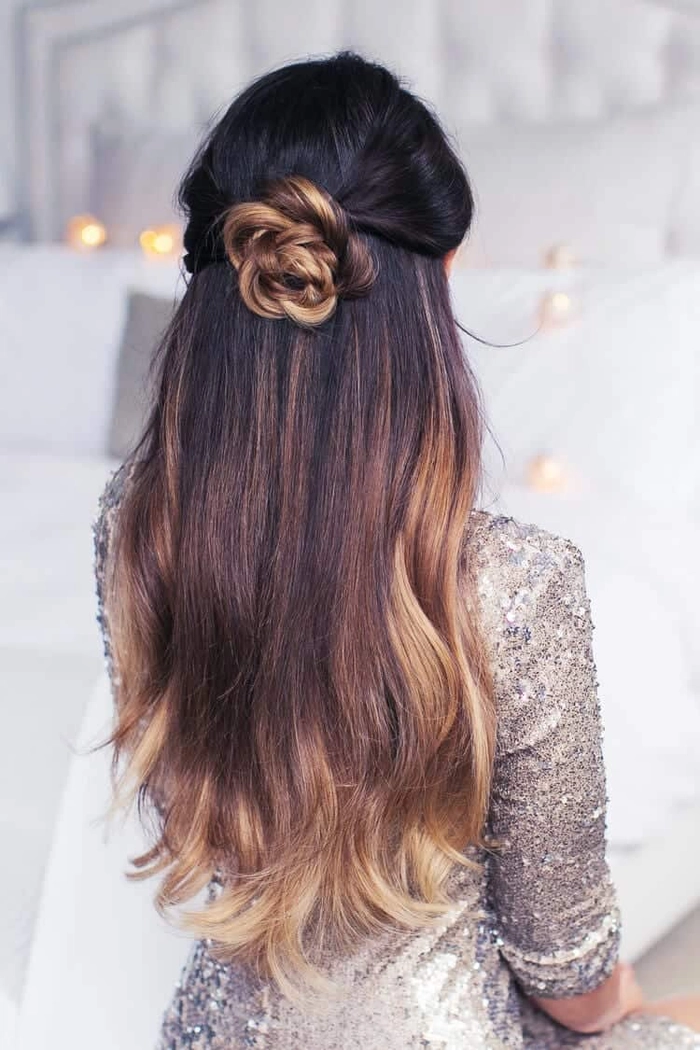 Last minute date night hairstyle for busy women - easy updo Busy woman with a quick, elegant last minute evening hairstyle for date night