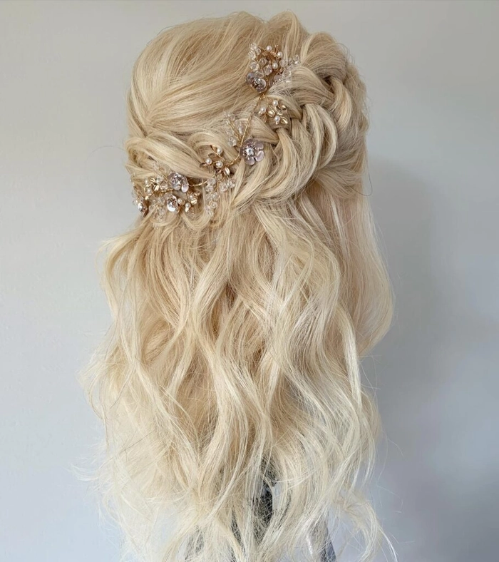 Quick and easy evening hairstyle perfect for busy women preparing for a date A busy woman styling her hair into a quick, elegant updo for a last-minute date night