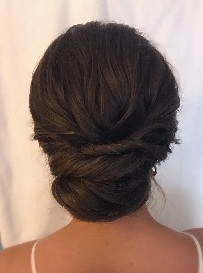 Textured evening updo with layered hair for a date night look