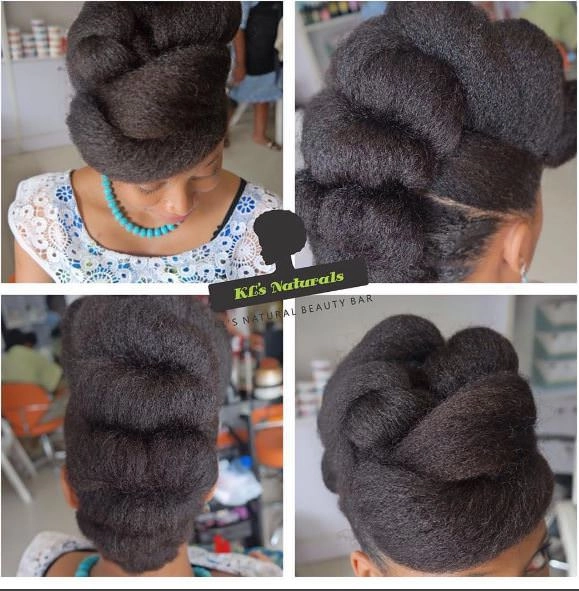 Low manipulation date night updo for damaged hair Elegant low manipulation updo for damaged hair styled for a date night
