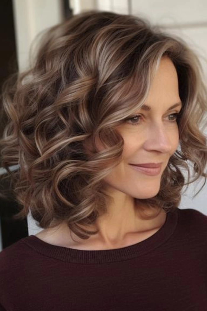 Medium length romantic curls styled for a romantic evening date night