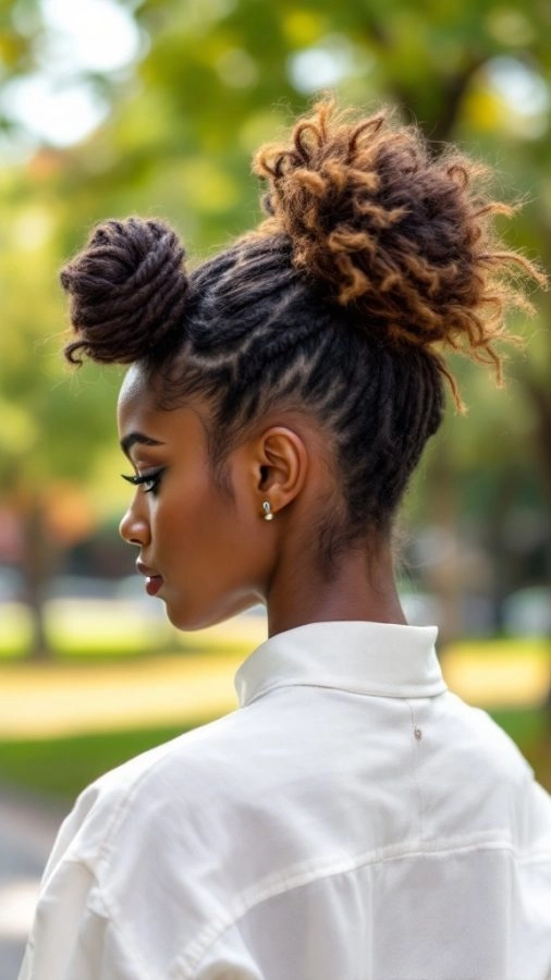Playful space buns styled for a casual date night out