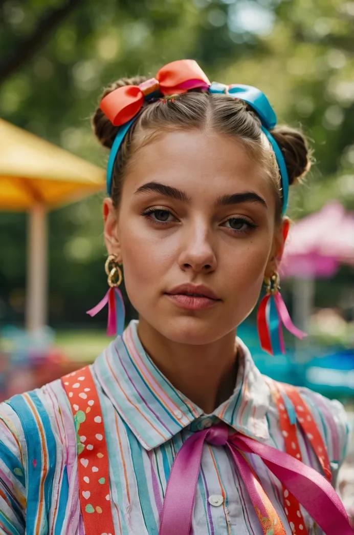 Playful space buns hairstyle perfect for a casual date night look