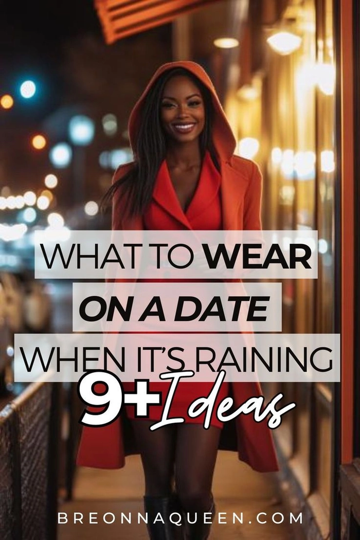 Rainy date night hairstyle that stays perfect despite the humidity A woman smiling in a rainy evening with sleek, humidity-proof hair styled for a date night