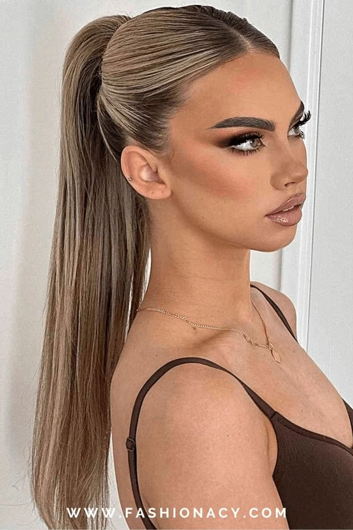 Date Night Hair: Sleek Middle Part Straight Hair for Dinner Sleek middle part straight hair styled for a romantic dinner date