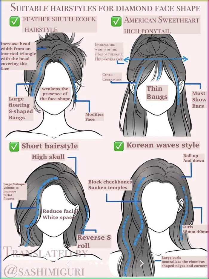 A flattering date night hairstyle softening the angles of a diamond face shape