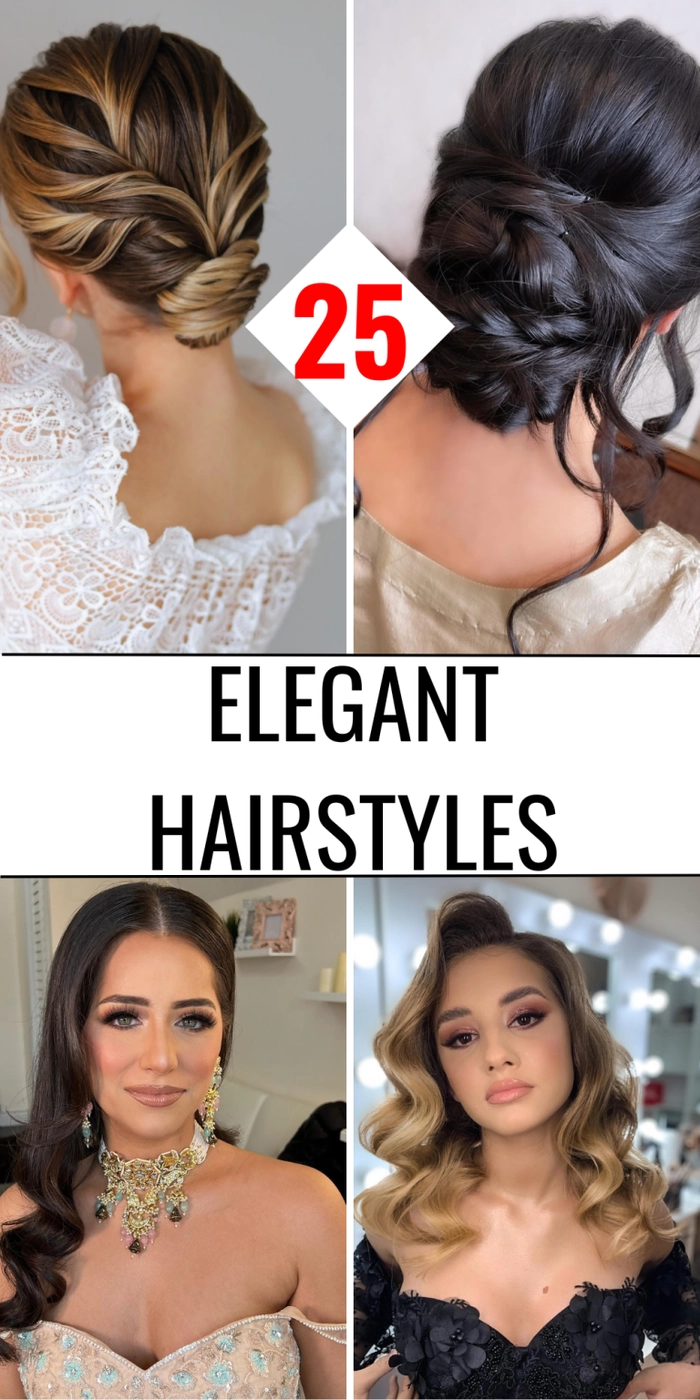 Elegant straight hair buns styled for a date night look