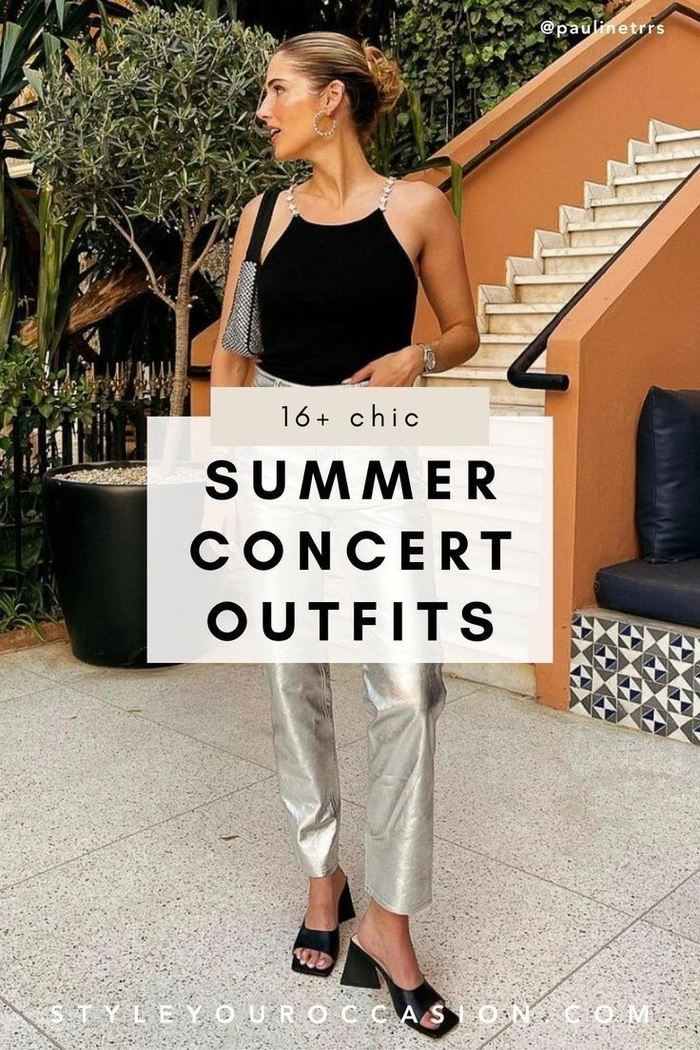 Summer Outdoor Concert Date Hairstyle: Braided Crown Updo Woman with a braided crown updo and loose waves smiling at a summer outdoor concert