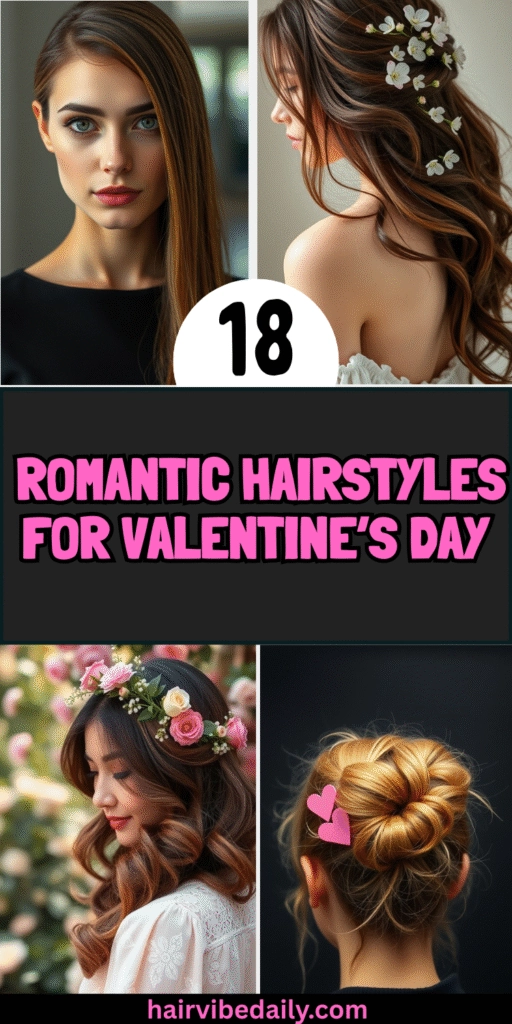Elegant Valentine's Day hairstyle complementing bold red lipstick for a date night look