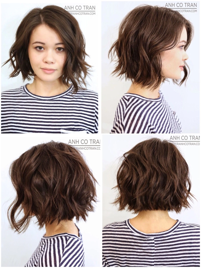 Wavy bob hairstyle for a first date, soft waves framing the face