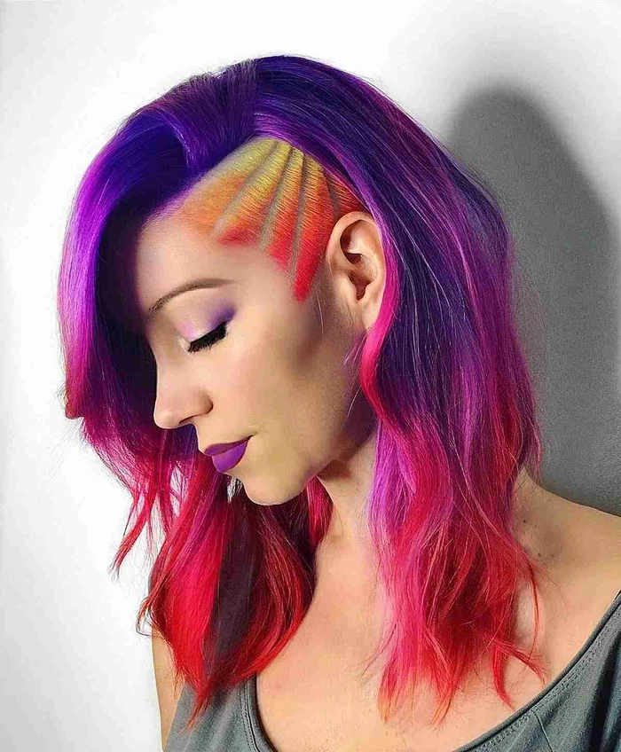 Edgy festival hairstyle with bold colors and spiked texture
