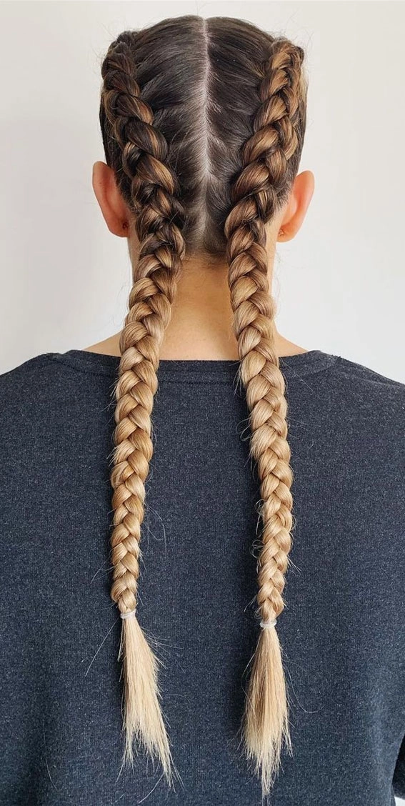 Festival Dutch braid hairstyle with colorful hair accessories