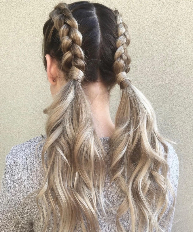 Festival Dutch braid hairstyle with vibrant accessories for outdoor concerts