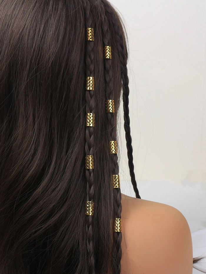 Beaded braids for a festival look Festival hairstyle with intricate braids and colorful beads