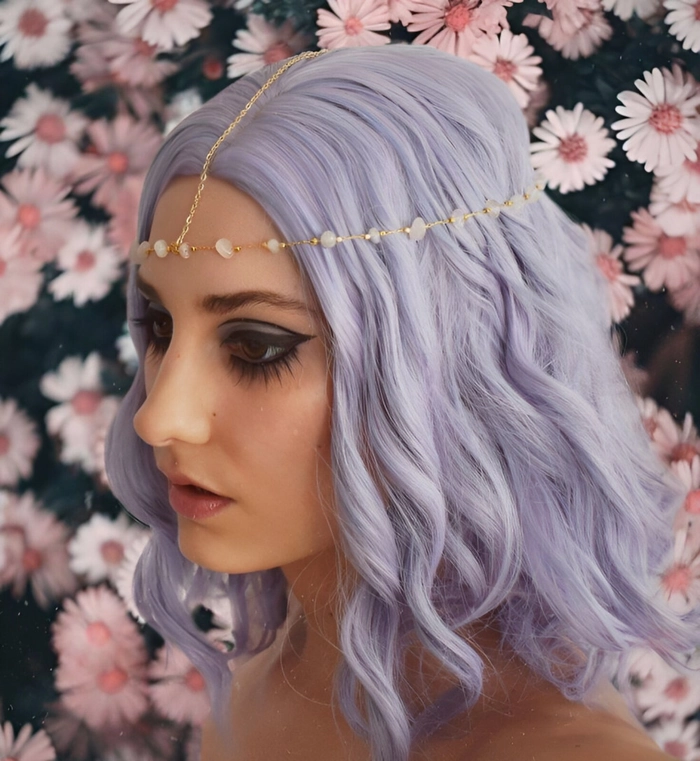Short hair decorated with braids and tiny floral clips for a festival look