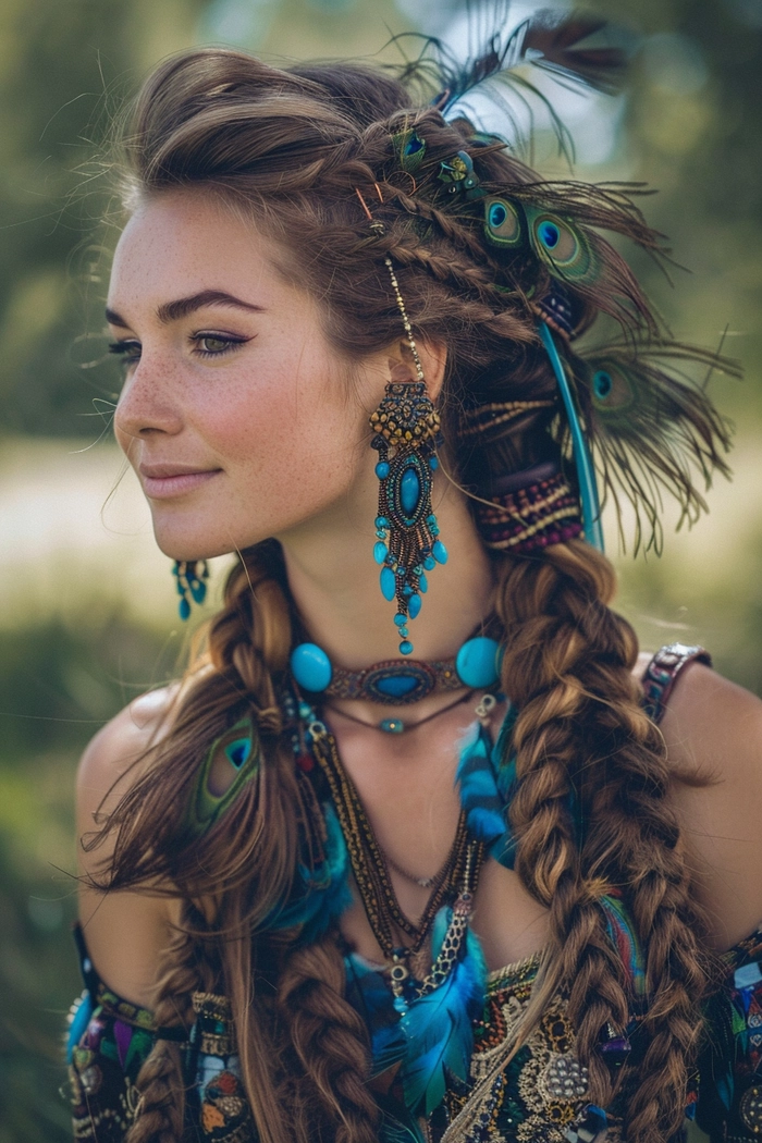 Elegant festival updo for an older woman with short silver curls