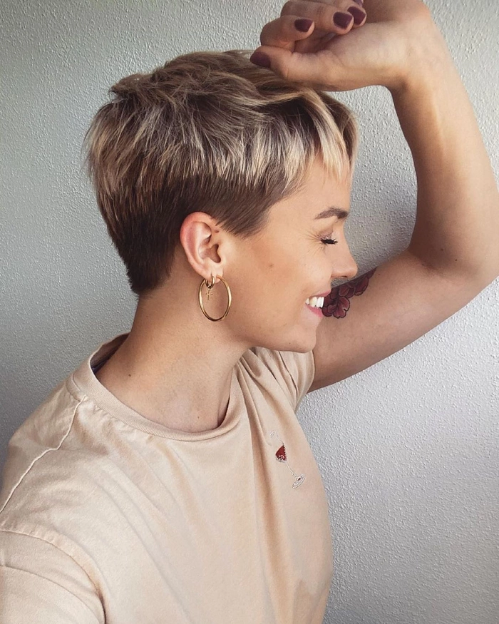 Pixie cut festival hairstyle featuring bold color and texture Festival hairstyle for pixie cut with vibrant accessories