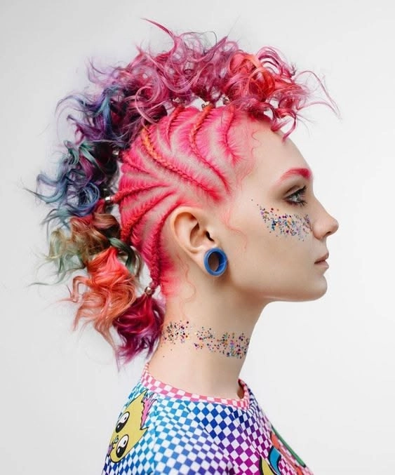 Festival Mohawk Hairstyles - Bold Spikes and Vibrant Colors Edgy festival mohawk hairstyle with bold colors and spikes